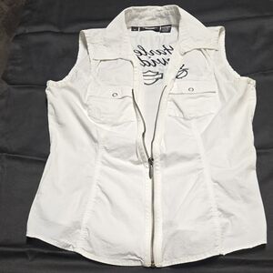 Harley-Davidson White Casual Vest with Zipper